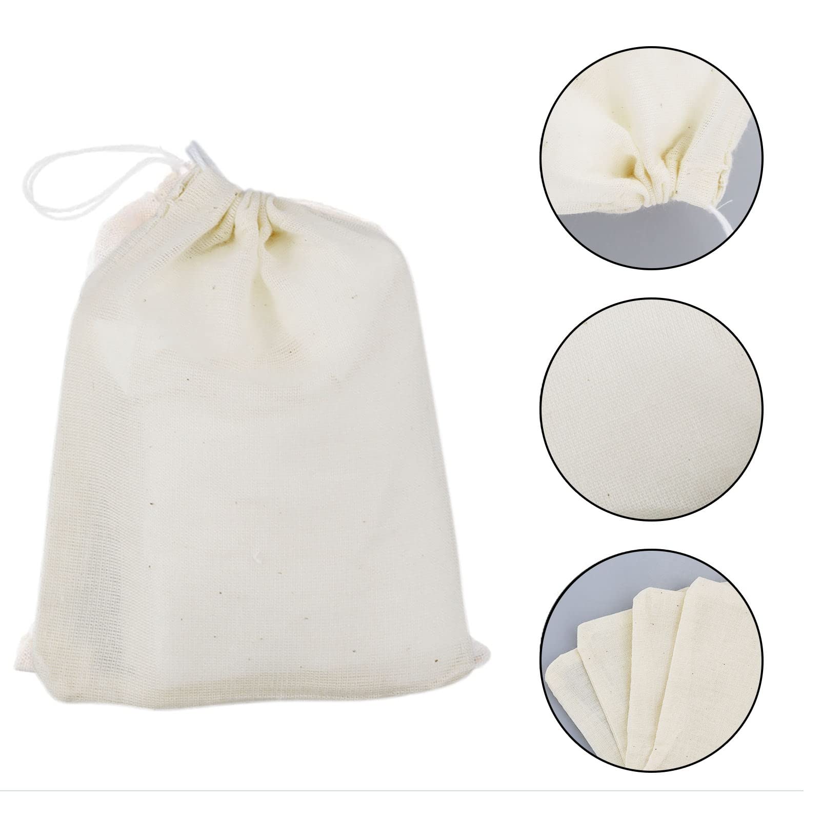 Sacs en mousseline de coton avec cordon de serrage 10 x 8 cm, lot de 50, réutilisables pour thé café épices