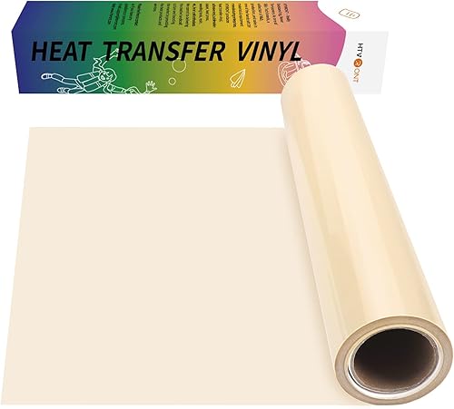HTVRONT - Rollos de vinilo termotransferible (HTV) color crema, 12pulgadas x 15 pies de vinilo de planchado para todas las cortadoras, para camisas,