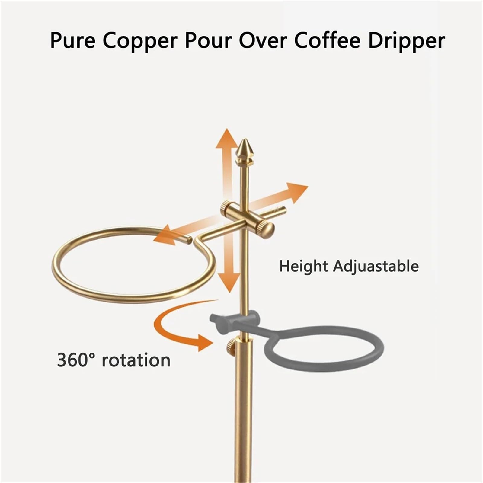 Estación de café con soporte for verter | Filtro ajustable en altura con gotero de cobre puro con base de madera de nogal