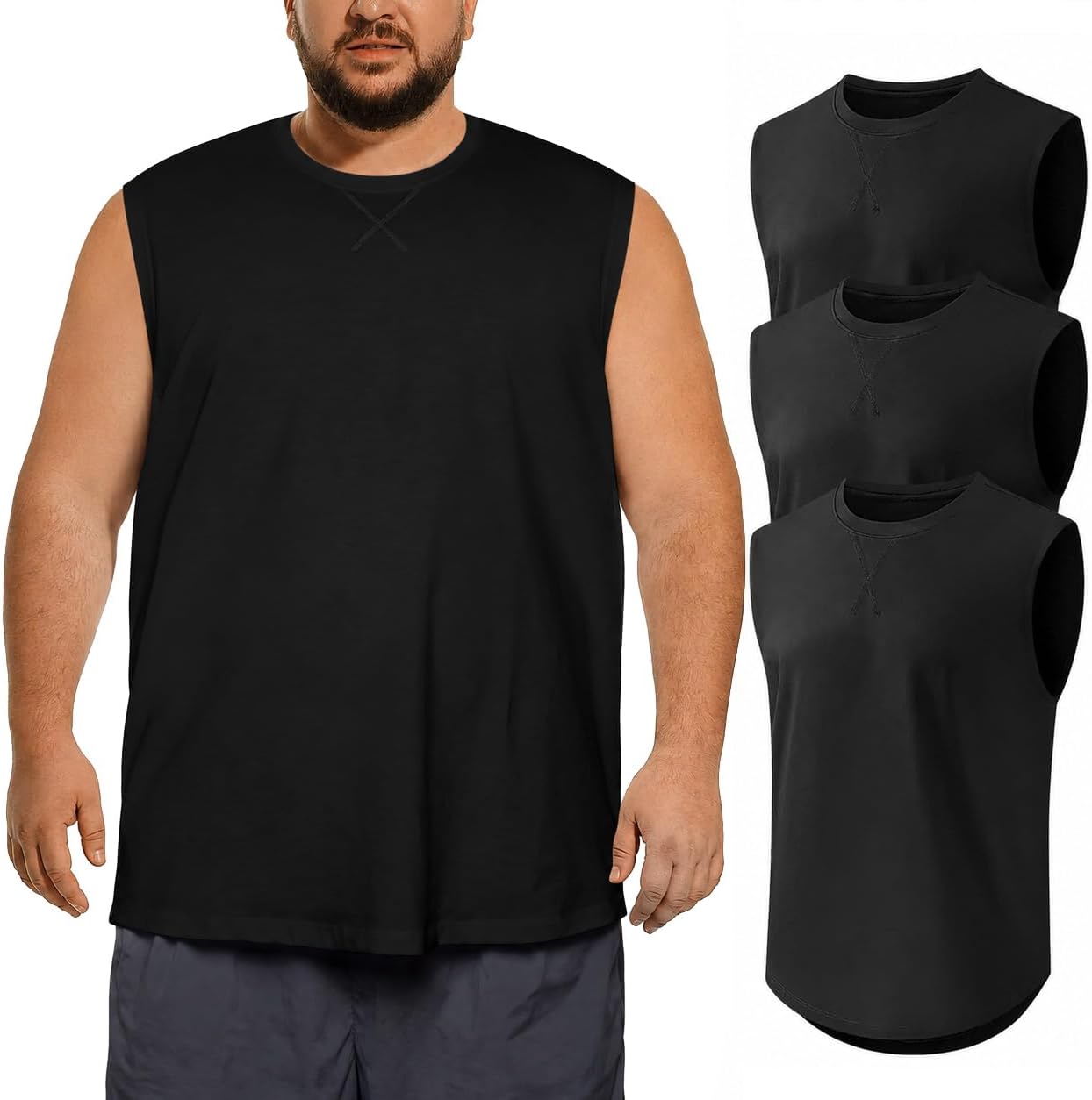 3XL-8XL Men's Big and Tall Tank Top Dry Fit Workout Sleeveless Muscle Athletic Shirt