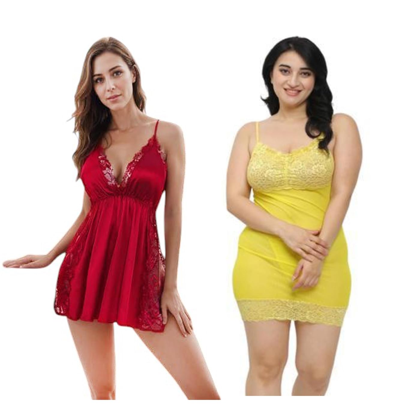 Trendy Satin Women Hot Sexy Babydoll Night Dress|Honeymoon & Wedding Night Dress| First Night Dress Fit Size (28 to 36) Inch(416-M-301-yelw)-image-31