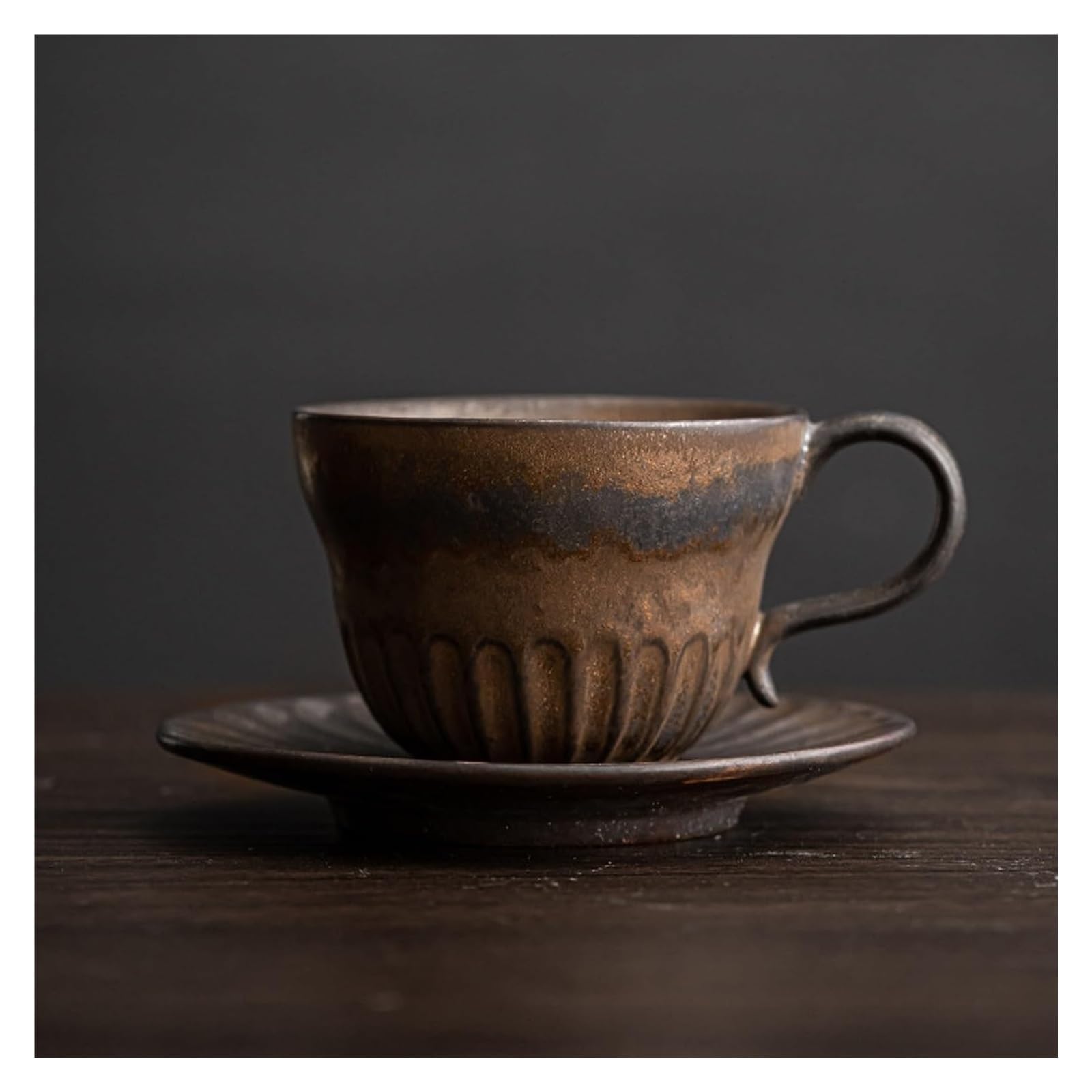 Filiżanka do kawy z porcelany kostnej ze spodkiem | Wielokolorowa porcelanowa filiżanka do kawy ze spodkiem do biura(Brass)