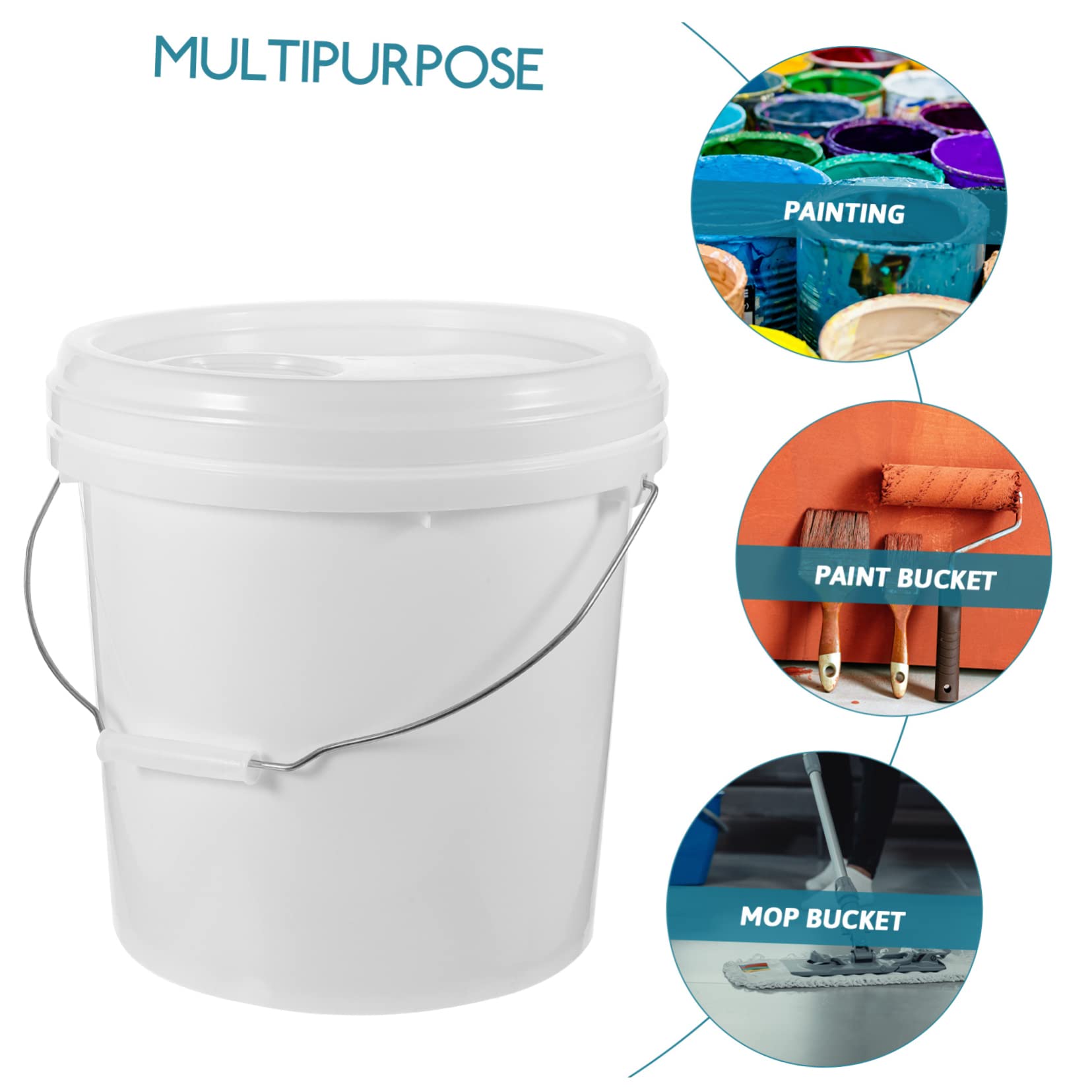 Didiseaon Cubo Ligero y Fácil de Transportar de 10 litros de Hdpe White con Tapa de Pintura para Almacenamiento y Uso en Pintura y Pigmentos