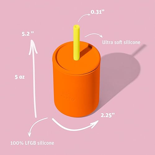 Miniatura 2 de Avanchy 6 onzas Mini pequeño vaso de silicona naranja  taza para bebé, juego de platos para bebés, juego de platos para bebés, platos para primeros