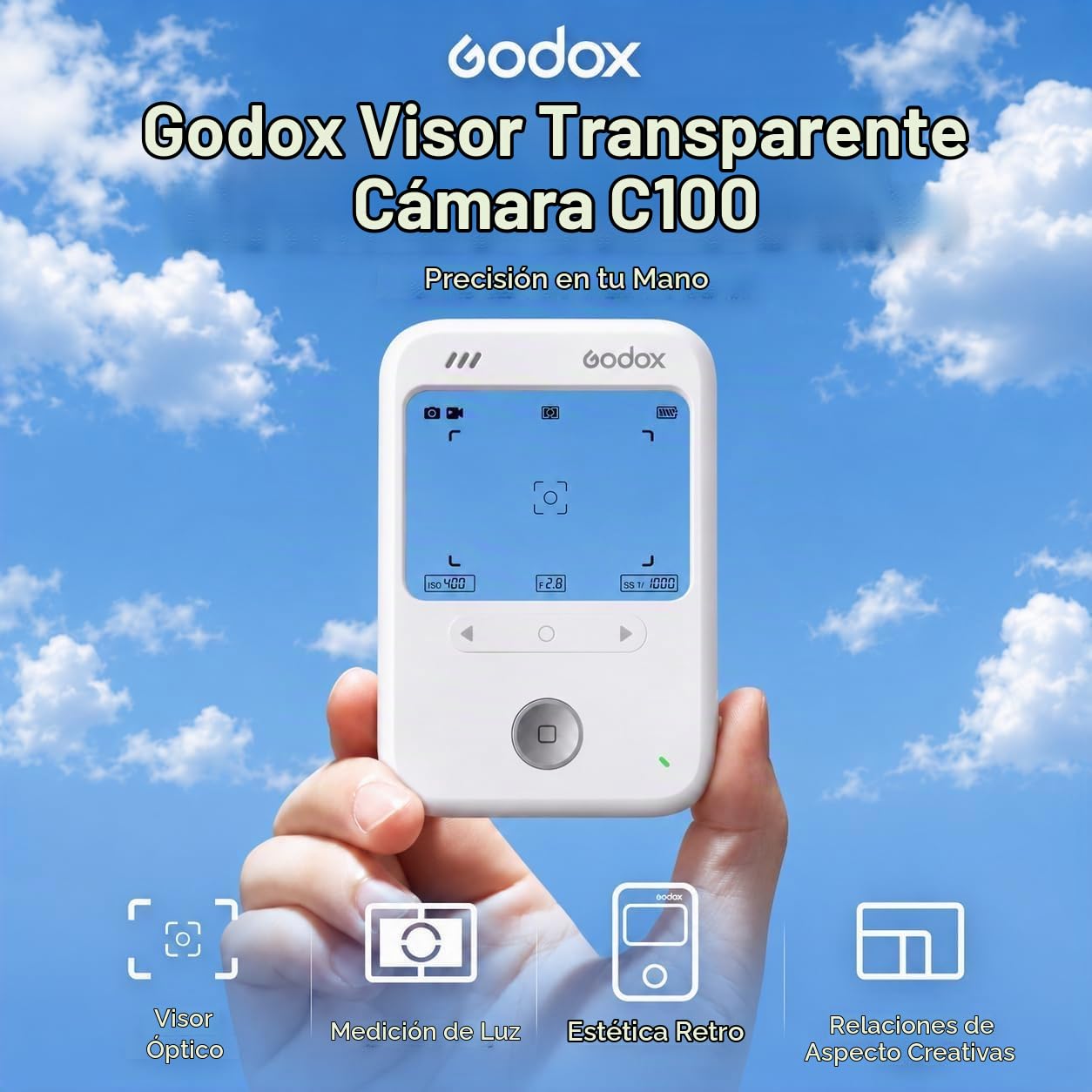 Godox Mini cámara digital C100 con visor transparente y medición