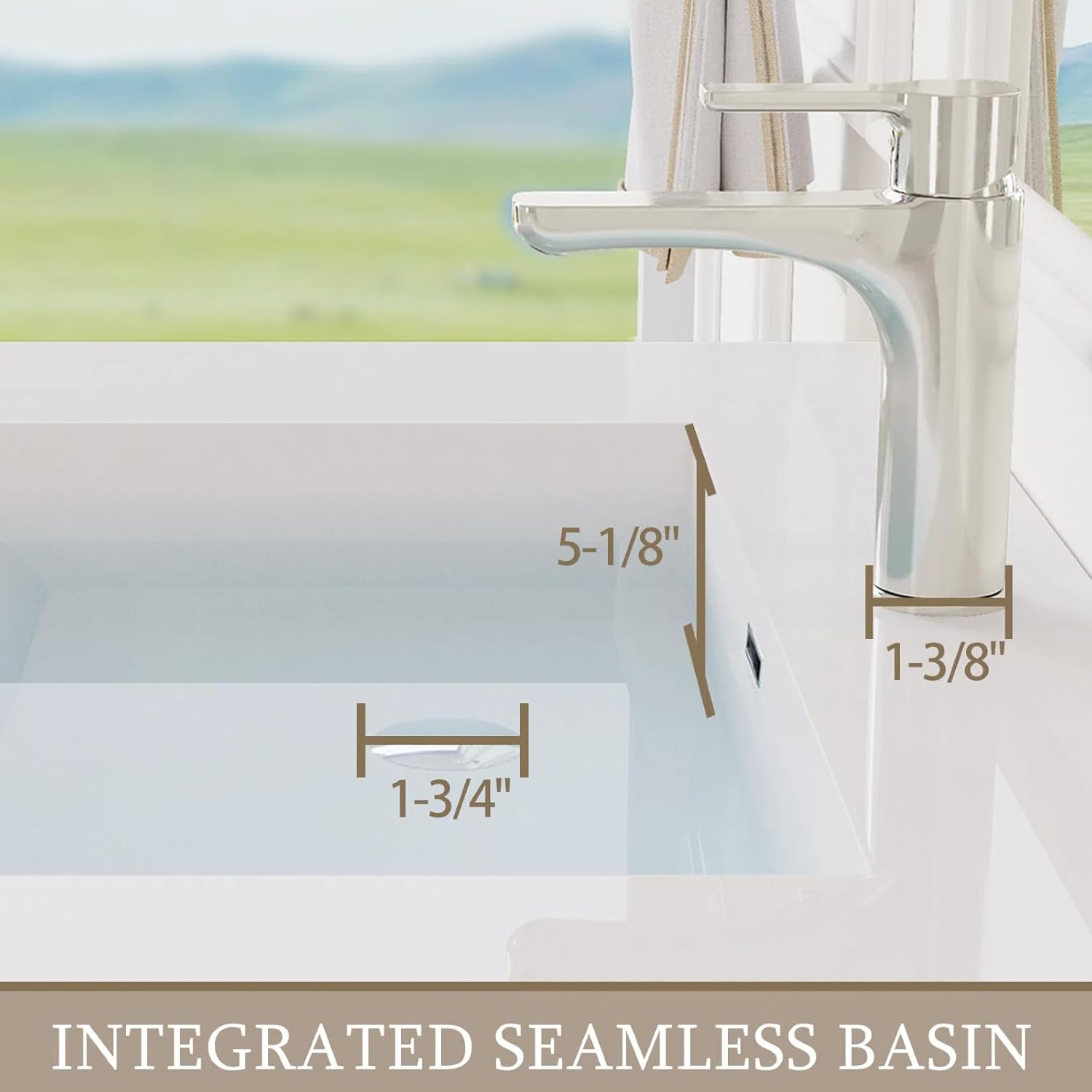 Floating Bathroom Vanity with Sink, 24" Wall-Mounted Bathroom Storage Cabinet with Resin Countertop & 2 Soft Close Drawers, Modern Stylish Vanity with Open Back Design, Easy to Clean, Oak