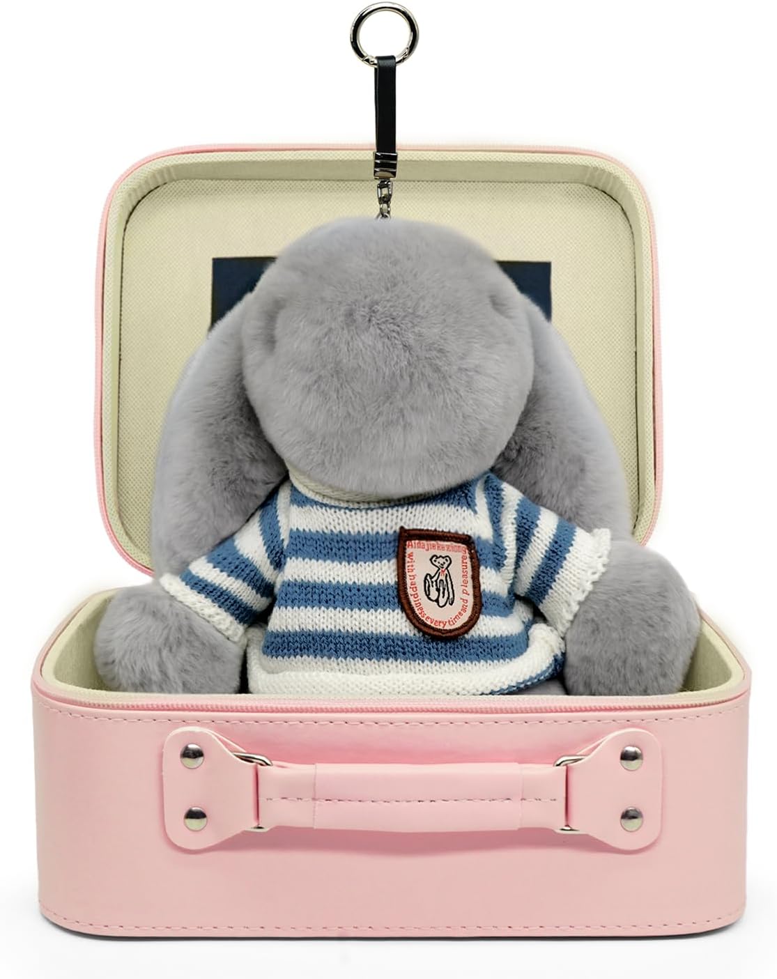 XL 13'' Fluffy&Puffy Plush Bunny Keychain with Designed Makeup Box, Anxiety Relief Gift