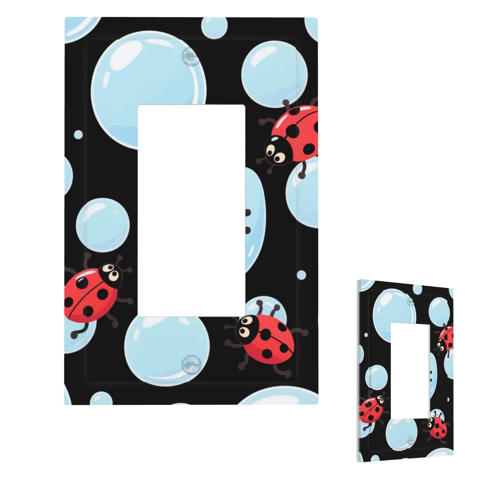 Fekiloot 1 Gang Cute Ladybugs Wall Plate Cover Modern Decorative Light Switch Cover Unbreakable Receptacle Outlet Covers For Living Room Bedroom Home Decor