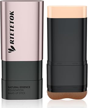 Foundation Stick Makeup with Brush Medium Coverage, Foundation Stick Smooth Long Lasting, Portable Face Eraser Base Make Up Lightweight for Dry and Combination Skin - Natural