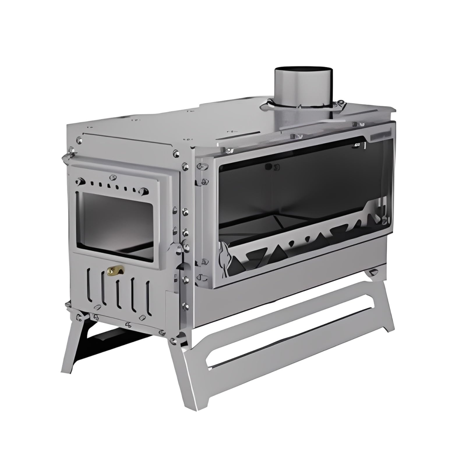 Stufa a Legna da Campeggio Acciaio Inossidabile 430 Finestra di Osservazione Bifacciale Cucine da Campeggio Tendas Presa D'aria Regolabile Adatto a Soggiorni e Terrazze(34 * 18 * 23.7cm)