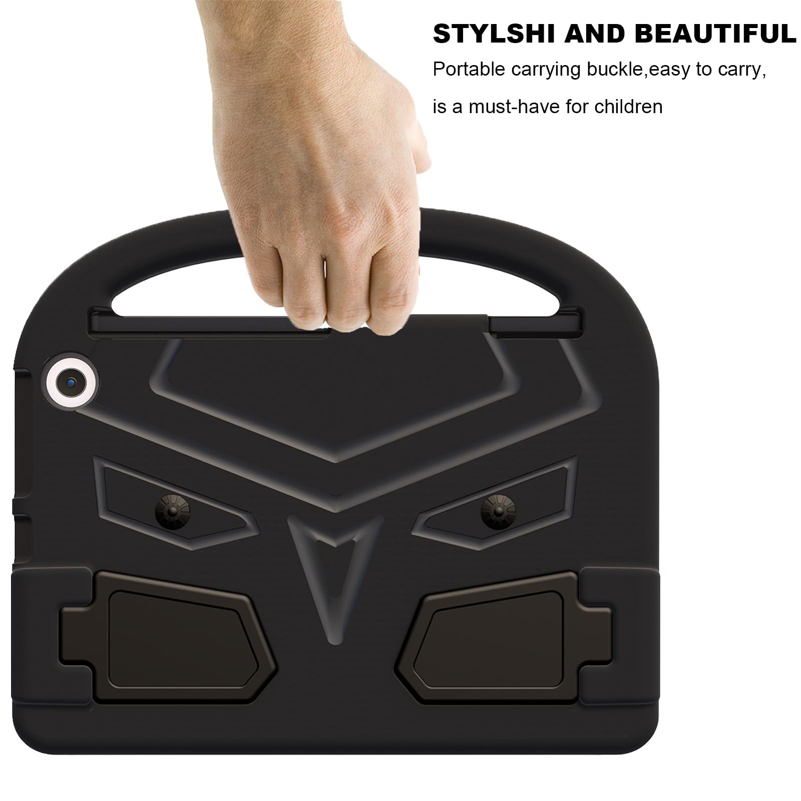 Podróż na tablecie Kompatybilny z Kindle Fire HD 11 (2023) Etui na tablet dla dzieci, lekki, odporny na wstrząsy stojak EVA Etui na tablet z uchwytem i podpórką Ochrona tabletu(Noir)