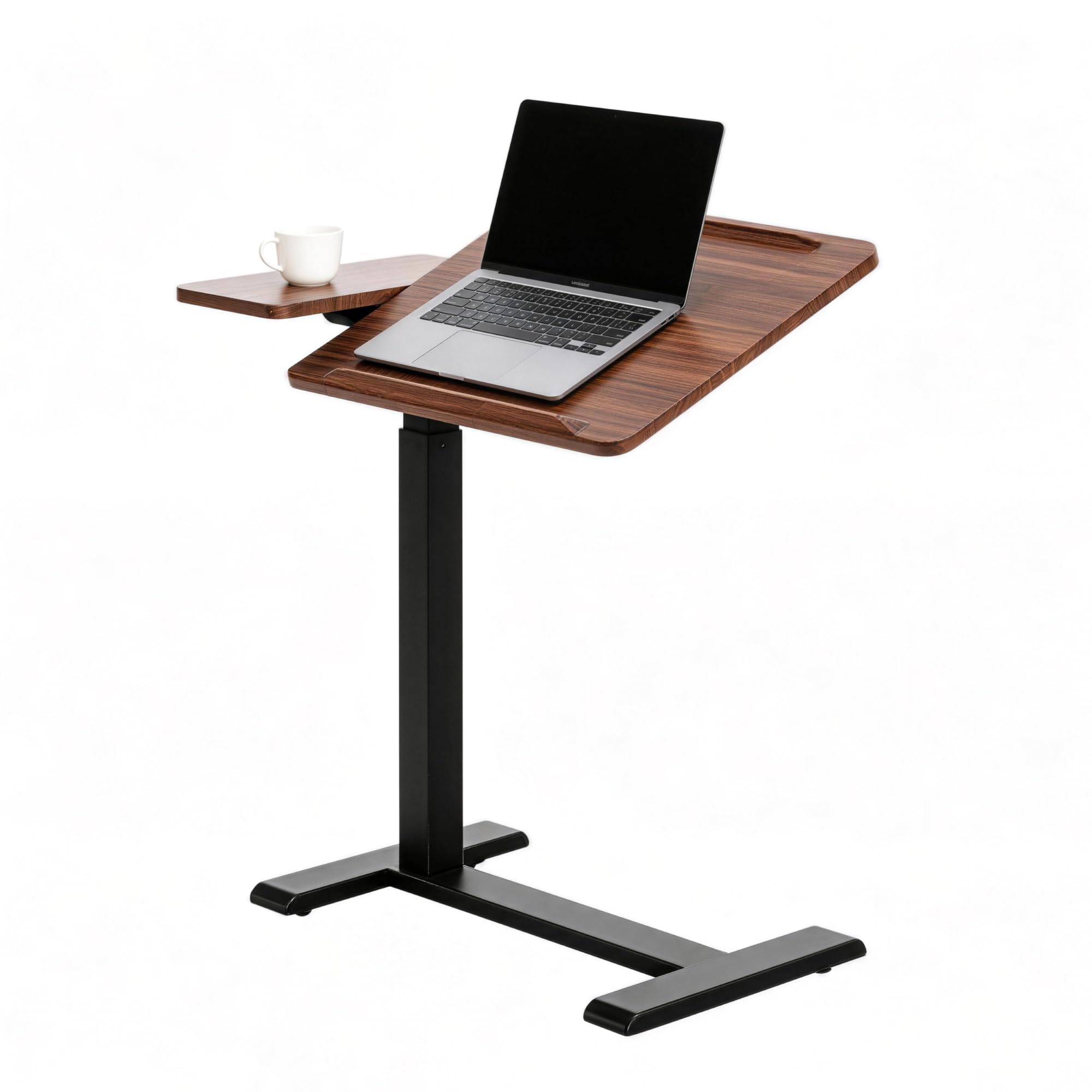 Fromann Adjustable Tilt Overbed Standing Side Table with Wheels,Walnut
