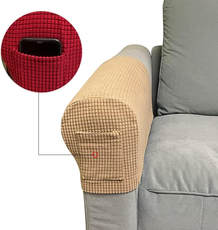 Set of 2 Sofa Armrest Cover Soft Stretch Arm Cover for