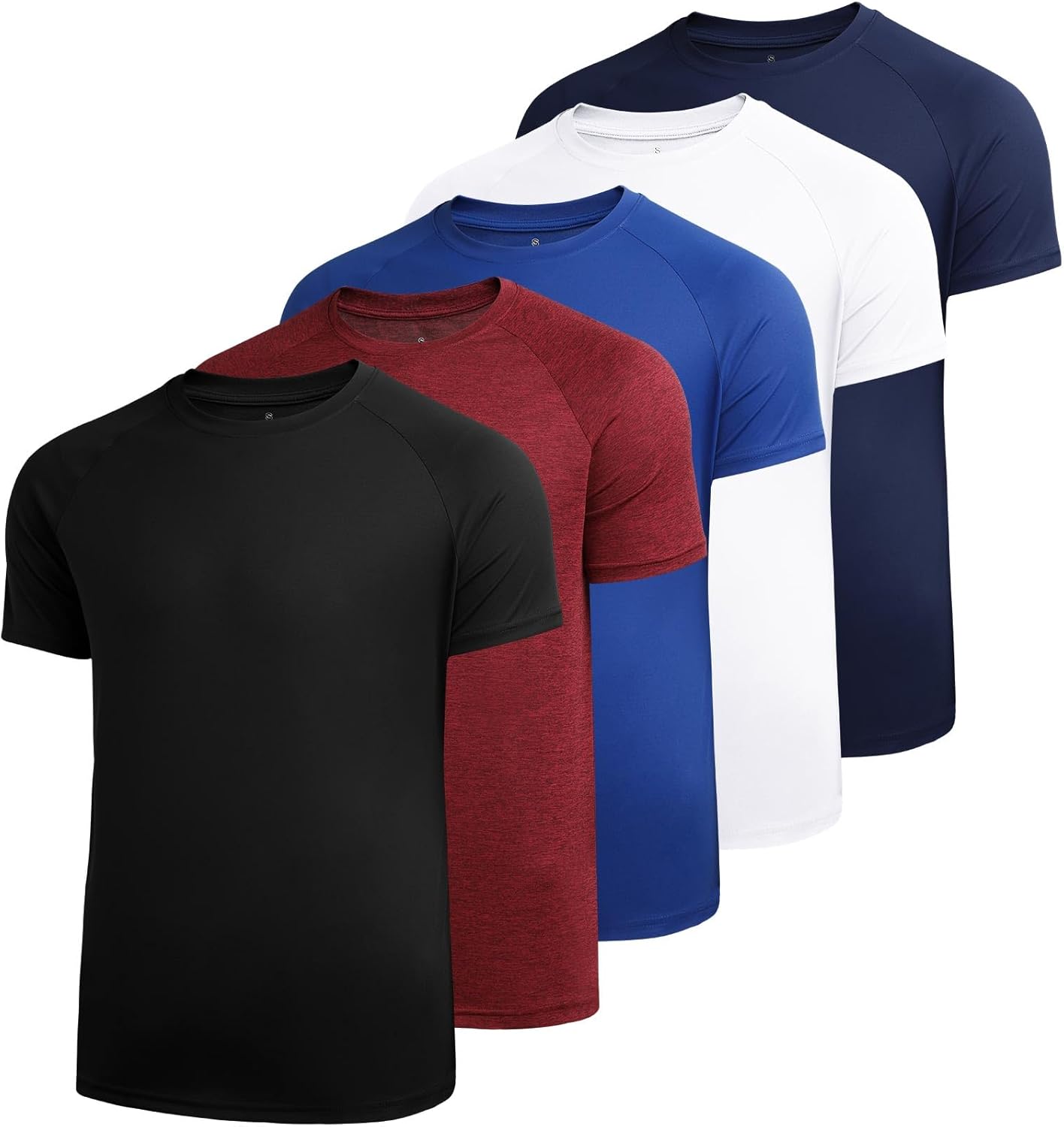 Sumolux 5 Pack Men’s Active Crew Neck T Shirts Quick Dry Athletic Running Gym Workout Short Sleeve Tee Tops Bulk - Image 7