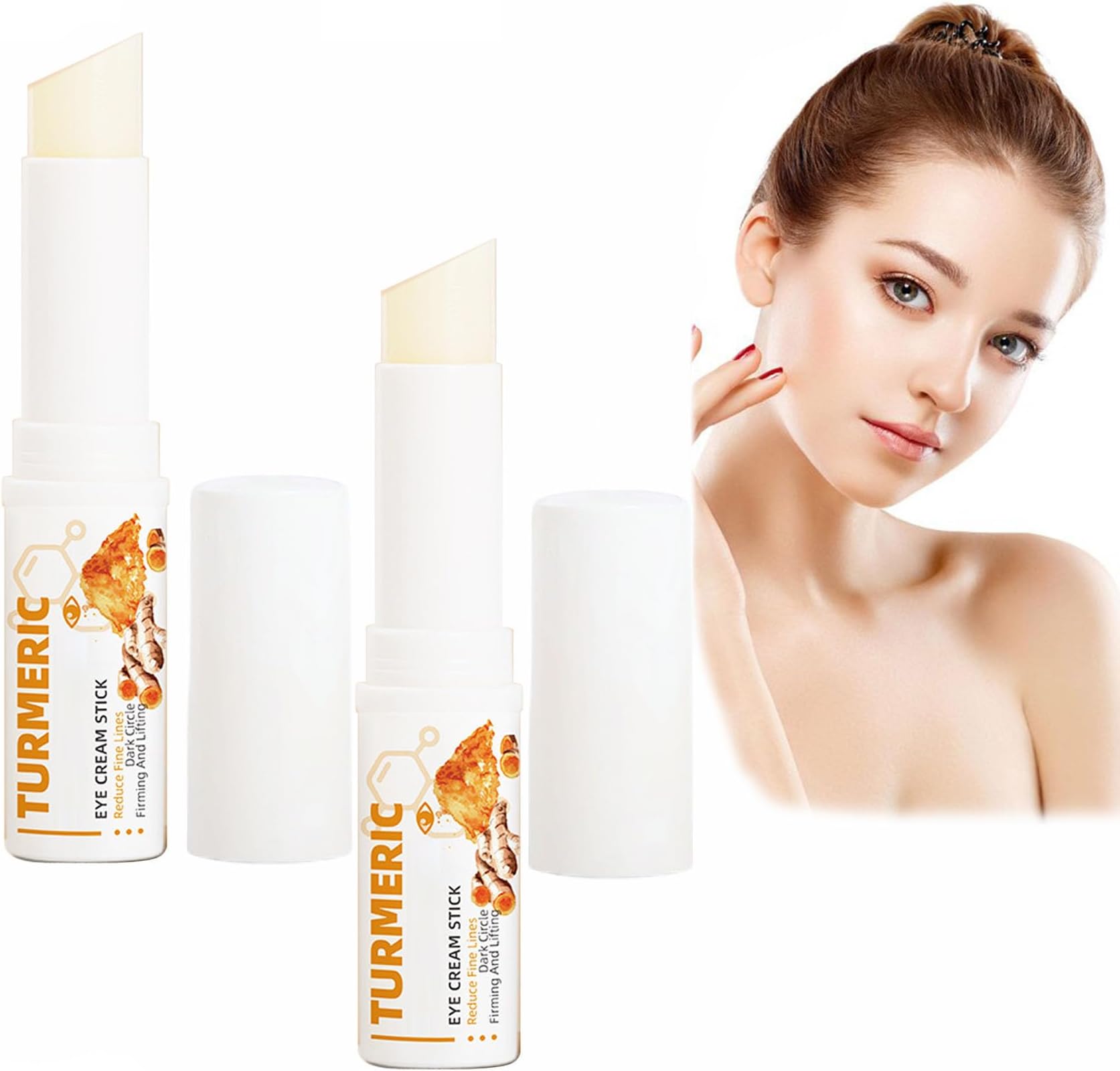 Lumistick Turmeric Eye Cream Stick, Turmeric Retinol Eye Stick, Anti Aging Eye Cream Stick, Instant Firming Eye Tightening Cream, Under Eye Brightener, Hydrating Eye Stick, Eye Bag Cream (2PCS)