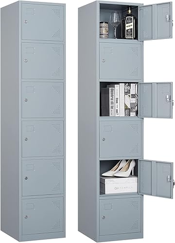 Armario de metal con 6 puertas, casilleros de 71 pulgadas para empleados, armario de almacenamiento de acero, armario con cerradura para escuela,