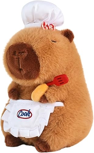 Ditucu Lindo peluche de Capybara con sombrero de chef de cocina, pala de cocina, suave Capibara, peluches de animales de peluche, juguetes para