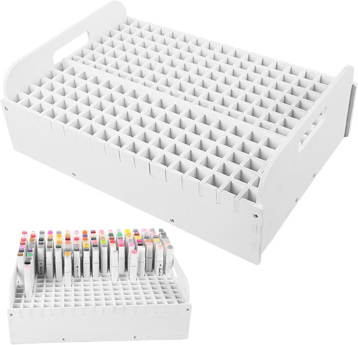 Marker Organizer Case, 204 Slots Marker Case with Portable Handle, Space-Saving Holder for Paint, Dry Erase, Drawing Pens Art Supplies image 2