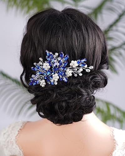 Peine para el cabello con diamantes de imitación de cristal, perlas de cristal, tocado de novia, perlas de cristal de vino tinto, accesorios para el