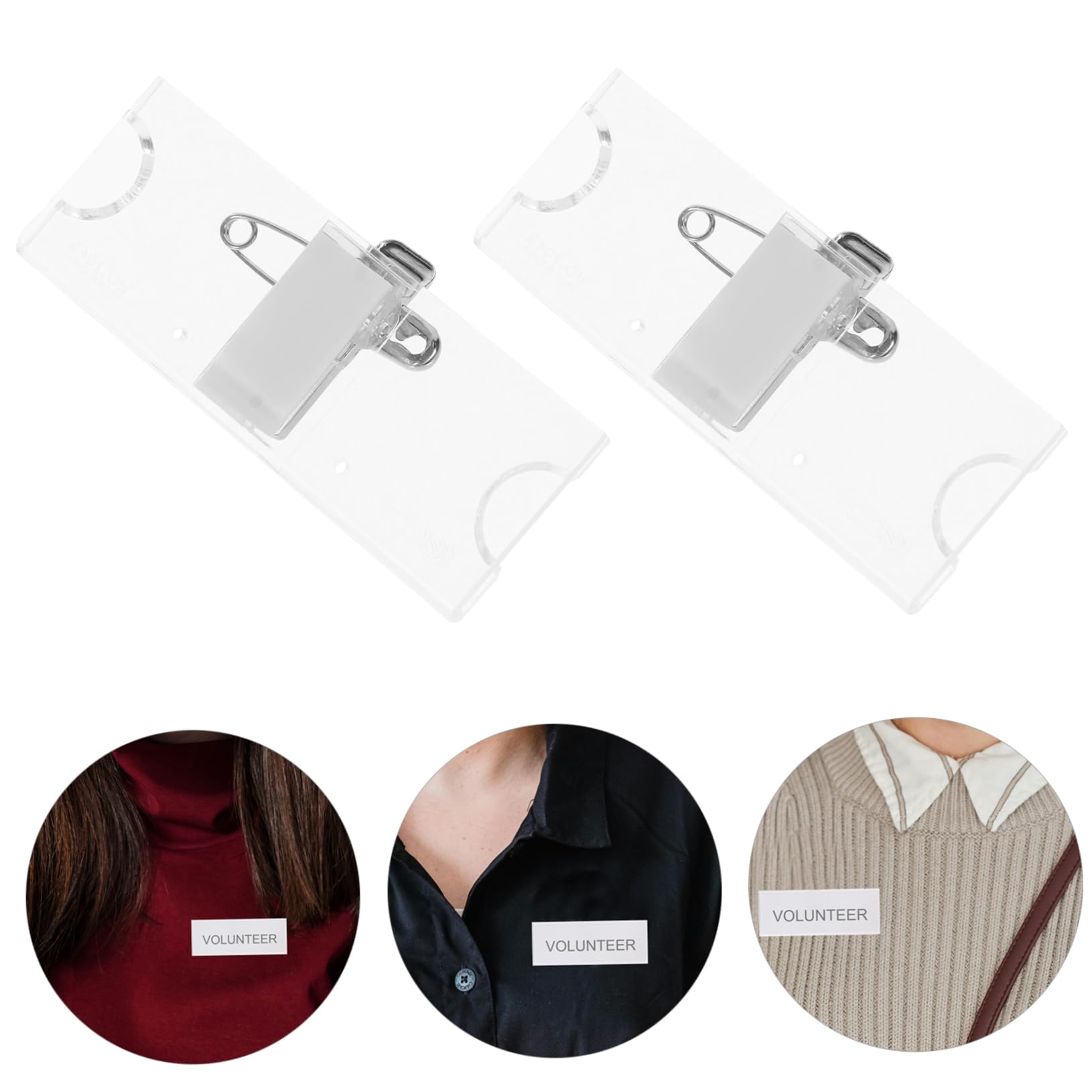Operitacx 50pièces Porte-badge Acrylique Transparent Avec Clip Et Épingle Lot De Titres Identité Pour Événements Et Conférences
