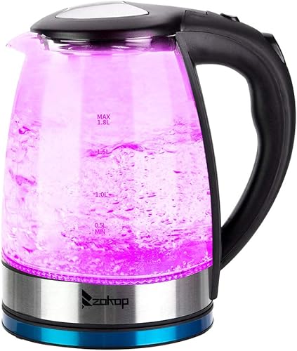 Miniatura 6 de Hervidor eléctrico, hervidor de agua caliente de 1.8 L, hervidor de café y té y caldera de agua caliente, apagado automático, mango de tacto frío,