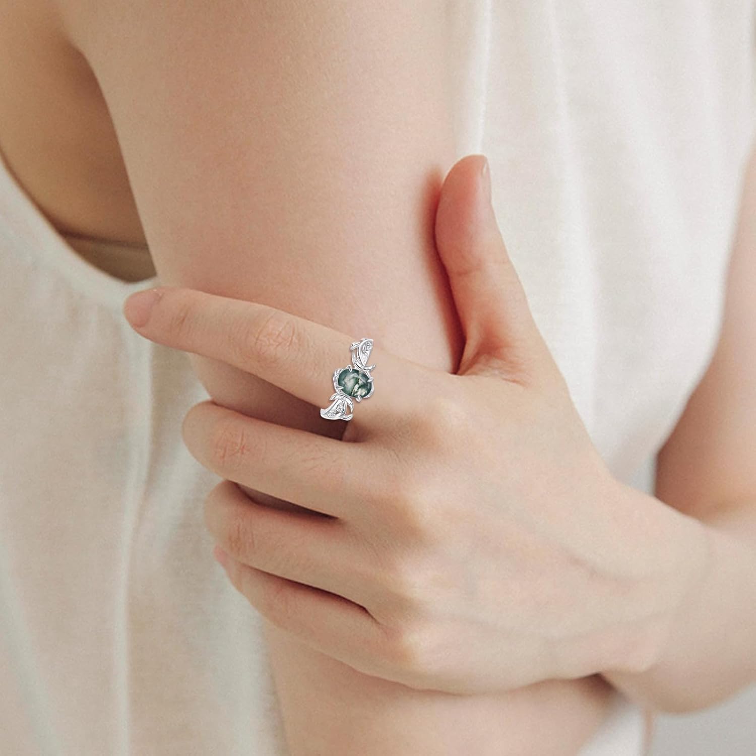 Triple Moon Ring for Women Sterling Silver Pentagram Triple Moon Ring Jewelry Gifts Size 7 - Image 4