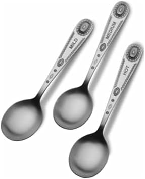 Wallace 18/10 Stainless Steel Salsa Spoons Set of 3 - Laser Etched Southwestern Design with Hot Medium Mild Markers - Flatware Serving Spoons for Salsa, Guacamole, and Condiments