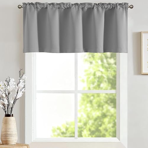jinchan Kitchen Valance 18 Inch Modern 1 Panel Solid Grey