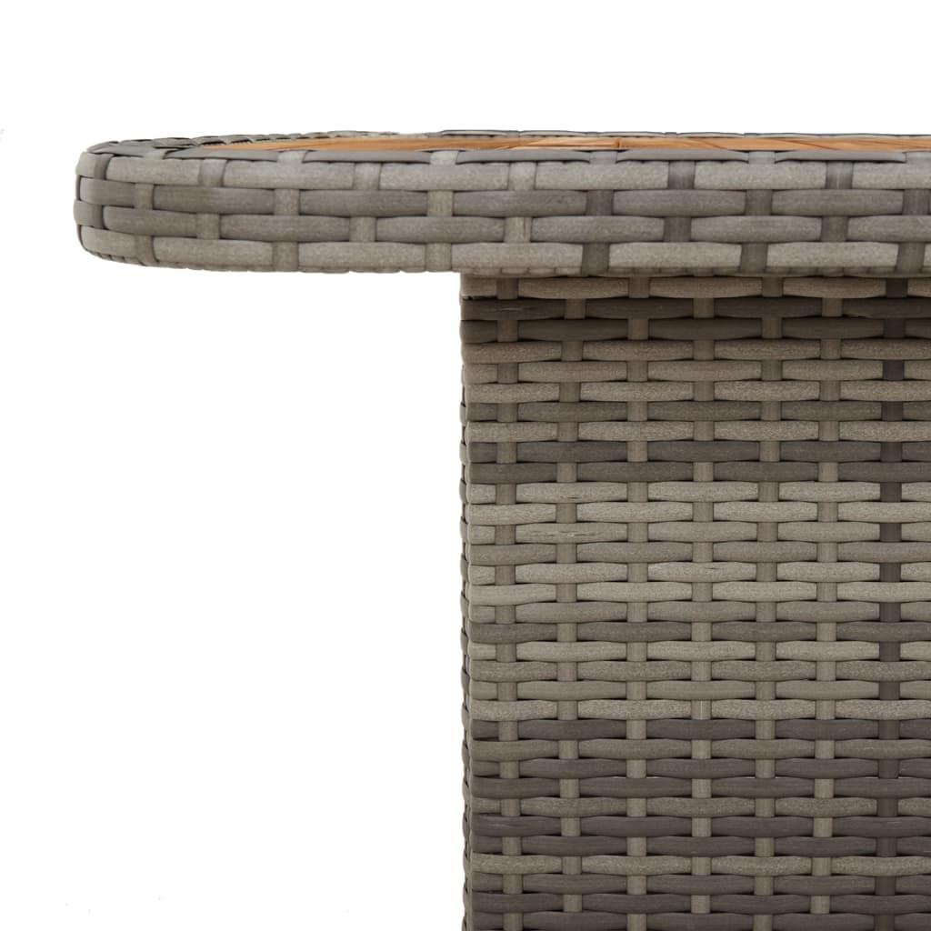 vidaXL Gartentisch, Outdoor Tisch mit Verstellbarer Tischplatte, Couchtisch mit Stahlrahmen, Esstisch Gartenmöbel, Grau Poly Rattan Akazienholz