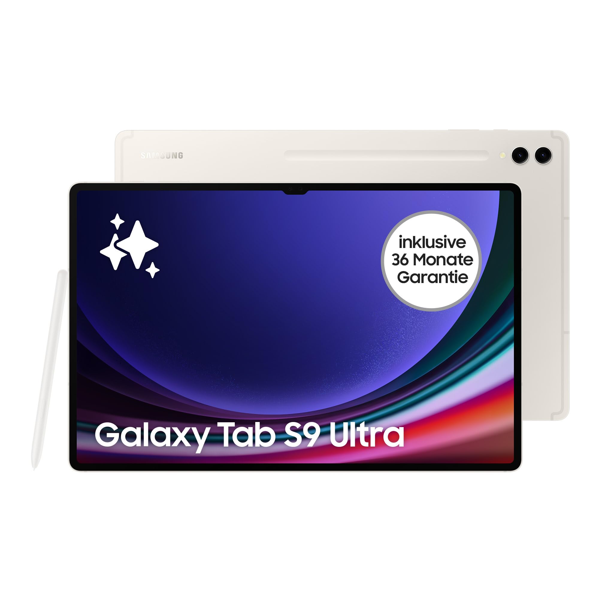 Samsung Galaxy Tab S9 Ultra AI-Android-Tablet, Wi-Fi, 512 GB / 12 GB RAM, MicroSD-Kartenslot, Inkl. S Pen, Simlockfrei ohne Vertrag, Beige, Inkl. 36 Monate Herstellergarantie [Exklusiv bei Amazon]