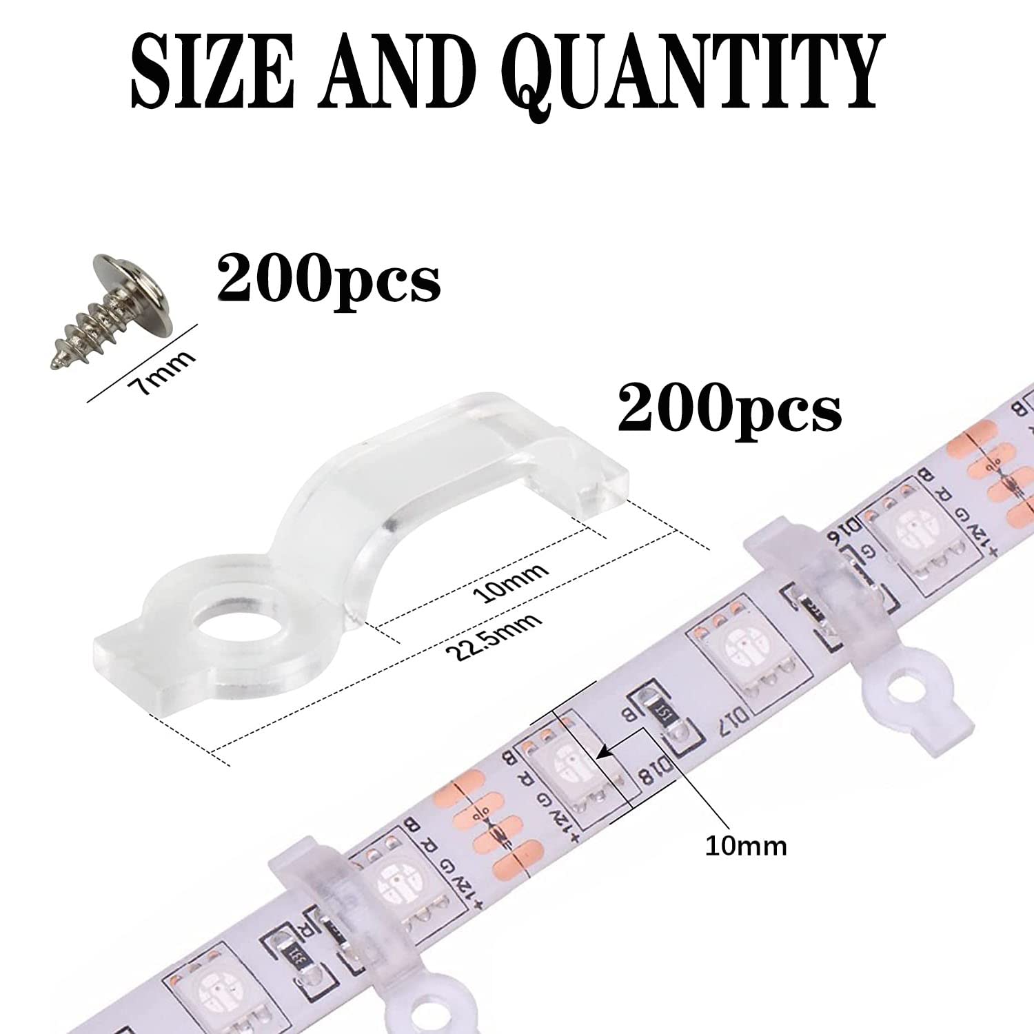 VISSQH 400 Pieces LED Strip Bracket Fixing Clips Transparent LED Light Strip Clips Fastener Silicone Fixing Clips,with Screws LED Strips Clips for 10mm LED Strips - Image 2