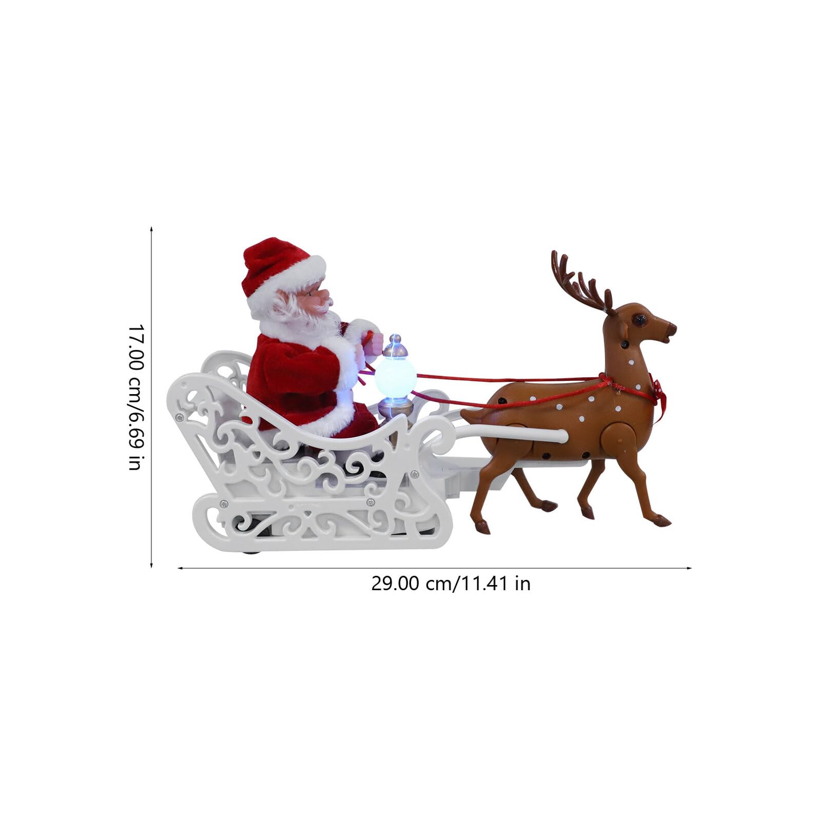 Babbo Natale Elettrico Renna e Slitta in Plastica e Tessuto, Decorazione Natalizia Classica per Tavolo e Auto, Atmosfera Festiva e Regalo