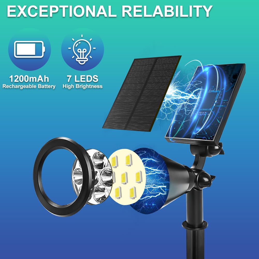 10 Pezzi Faretti Energia Solare da Esterno, RGB Luci da Giardino Esterne Energia Solare con batteria da 1200 mAh, IP65 Impermeabile Lampioncini Solari da Giardino per Cortile,Vialetto,Alberi