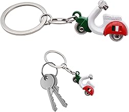3D Italian Scooter Keyring, Realistic Design with Articulated Handlebar, Italian Flag on the Side, Heavy Duty Metal, Gift Idea for Men and Women, Car Accessory, Motorcycle, Backpack Accessory