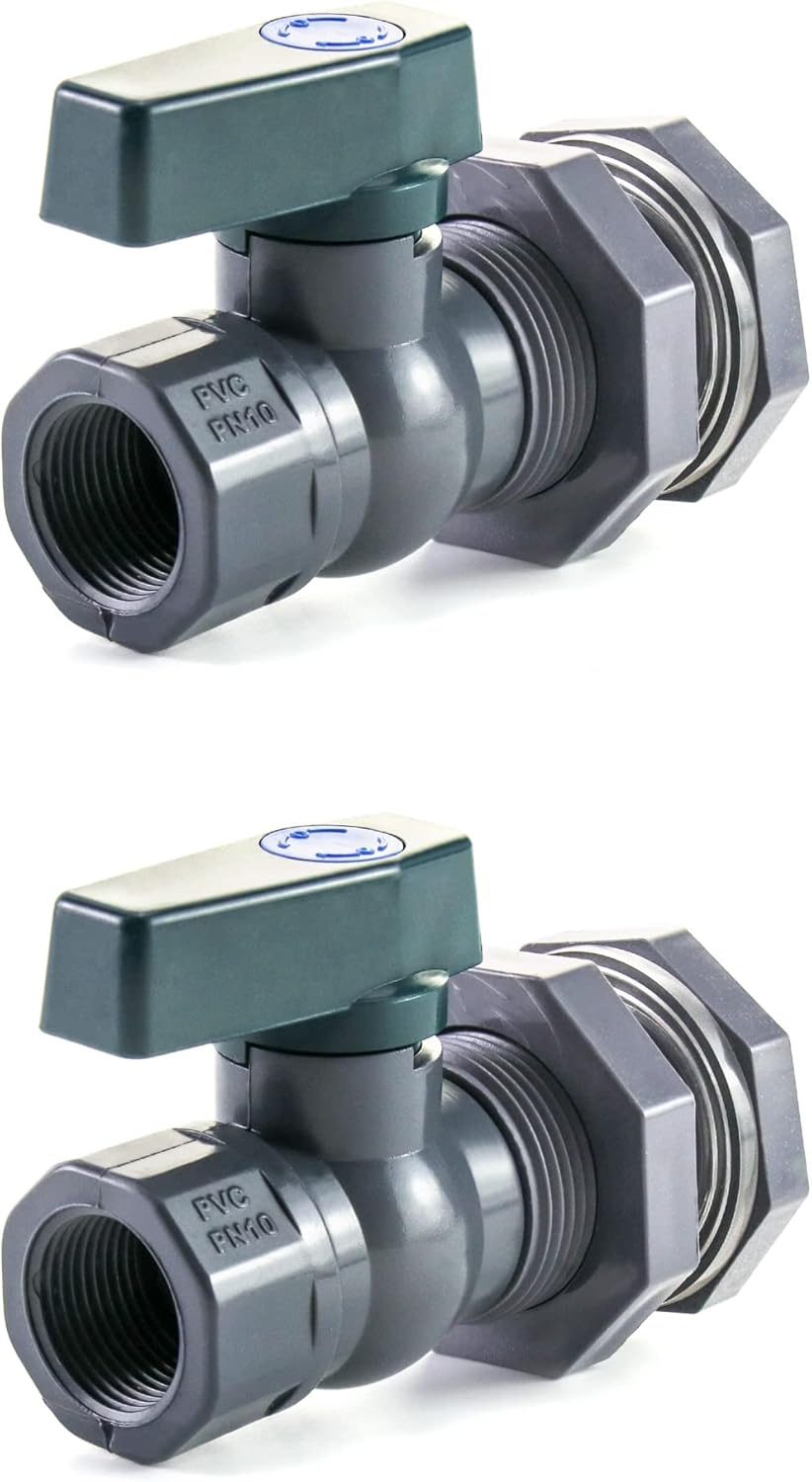 QWORK PVC Spigot Rain Barrel Faucet Kit, 2 Pack 3/4