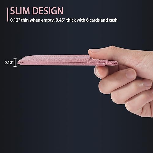 Miniatura 34 de Travelambo billetera mediana y minimalista de cuero para bolsillo frontal, con bloqueo de interferencia de radiofrecuencia, Verde, Minimalista