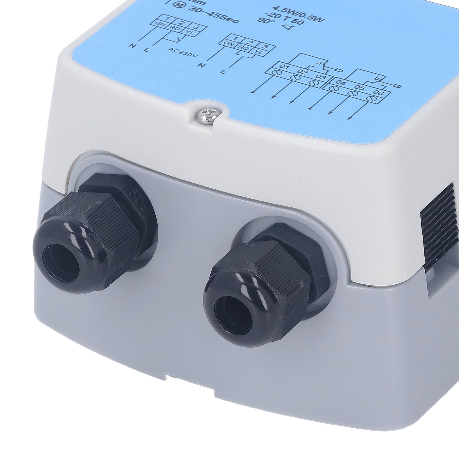 Attuatore elettrico per serranda da 230 V CA, coppia 8 Nm, con controllo on/off e interruttori ausiliari, per sistemi HVAC, ventilazione, unità di trattamento dell'aria e