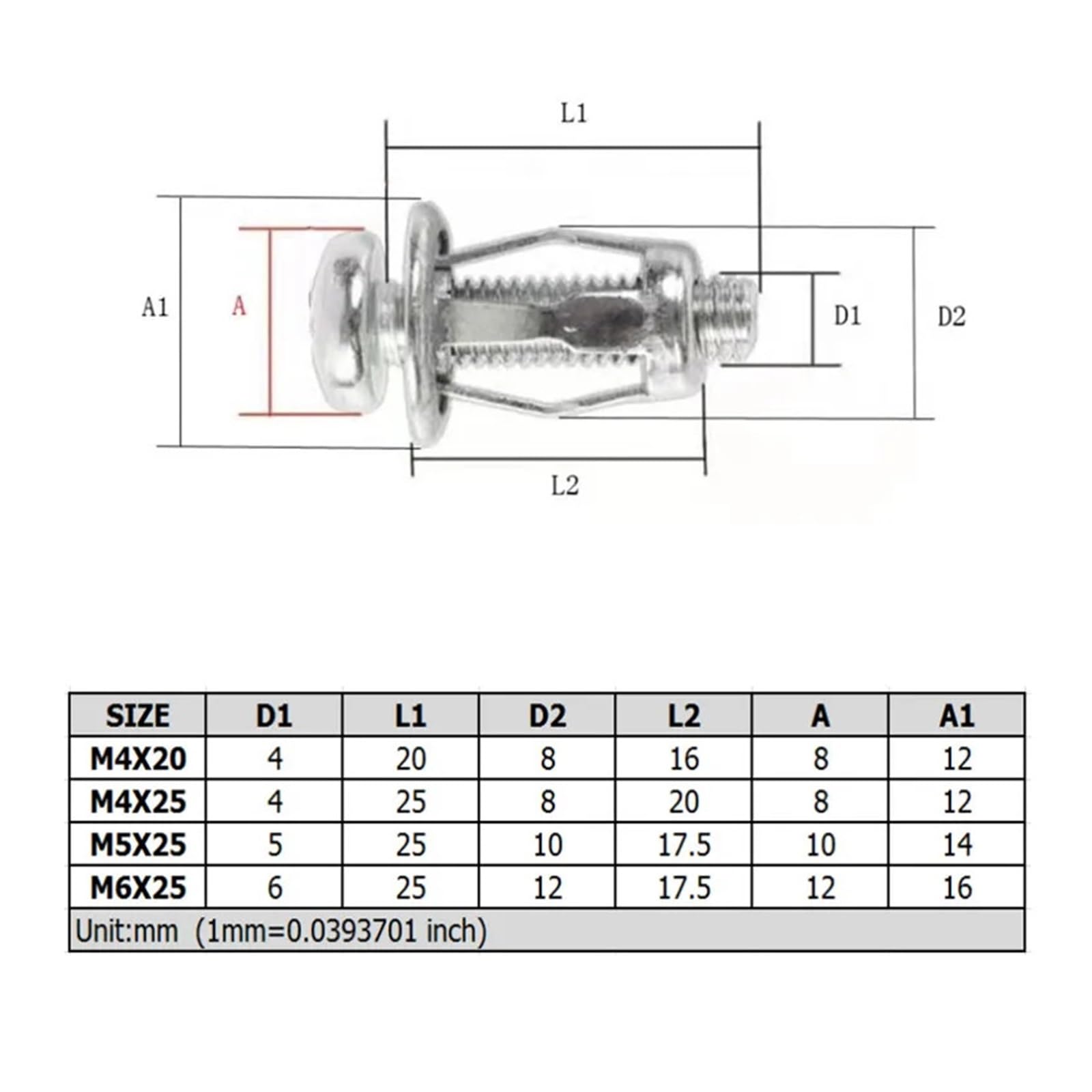 Spadek rozszerzalny, pływak, Tablica rejestracyjna samochodu Nakrętki nitowane z płatkami ze śrubami Gwint M4-M8 210 szt. Do pustej ściany(30PCS M6X25)