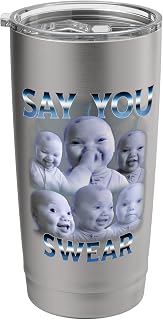 Say You Swear Ai Niche Baby Holding Back Laugh Genz Meme Stainless Steel Insulated Tumbler