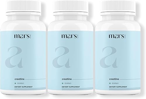 Mars - Tapas de monohidrato de creatina micronizada alimentadas con Shilajit (120 N)  Puro y natural  Bienestar natural (paquete de 3)
