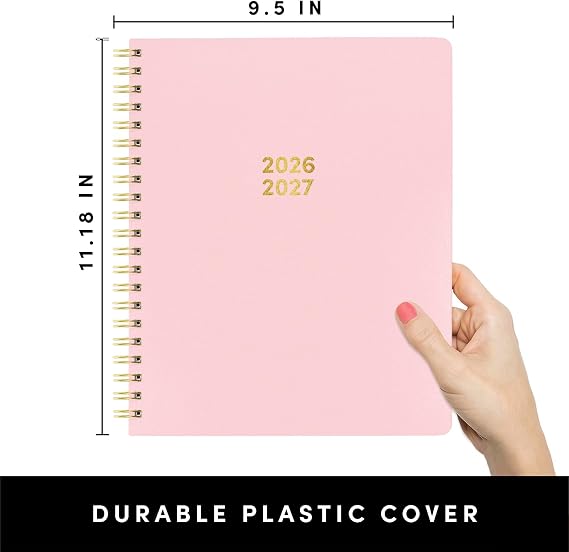 PAPERAGE Academic Planner, Weekly & Monthly Planner & Calendar, 12-Months, July 2026 - June 2027, (9.5 x 11), School & Student Planning Agenda with Tabs, Bonus Pages & Inner Pocket, Pink