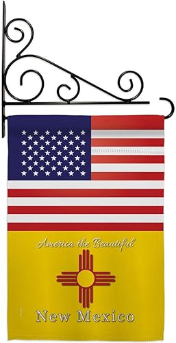 Juego de bandera de jardín de Estados Unidos Nuevo México con soporte de pared regional, Estados Unidos, territorios americanos, República País,