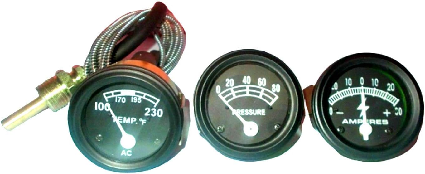 Amp Oil Temp Gauge Set in Black bezel for FD New Holland Tractor 2N 8N 9N NAA 601 70 801 901 2000 4000