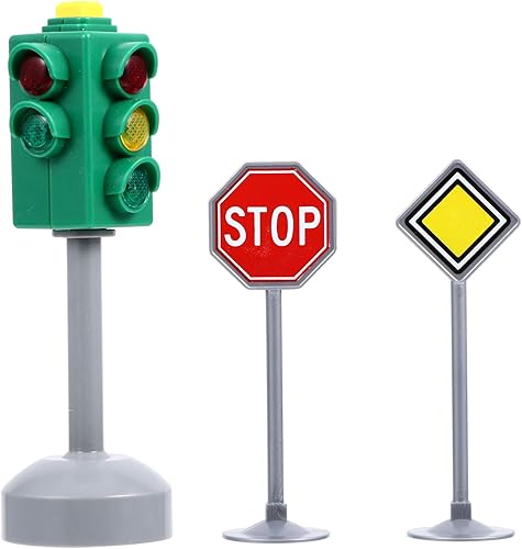 TOYANDONA Juego de señales de tráfico multicolor, luz de carretera, parada de tráfico, fabricante de tráfico, juguete de señal de cruce peatonal