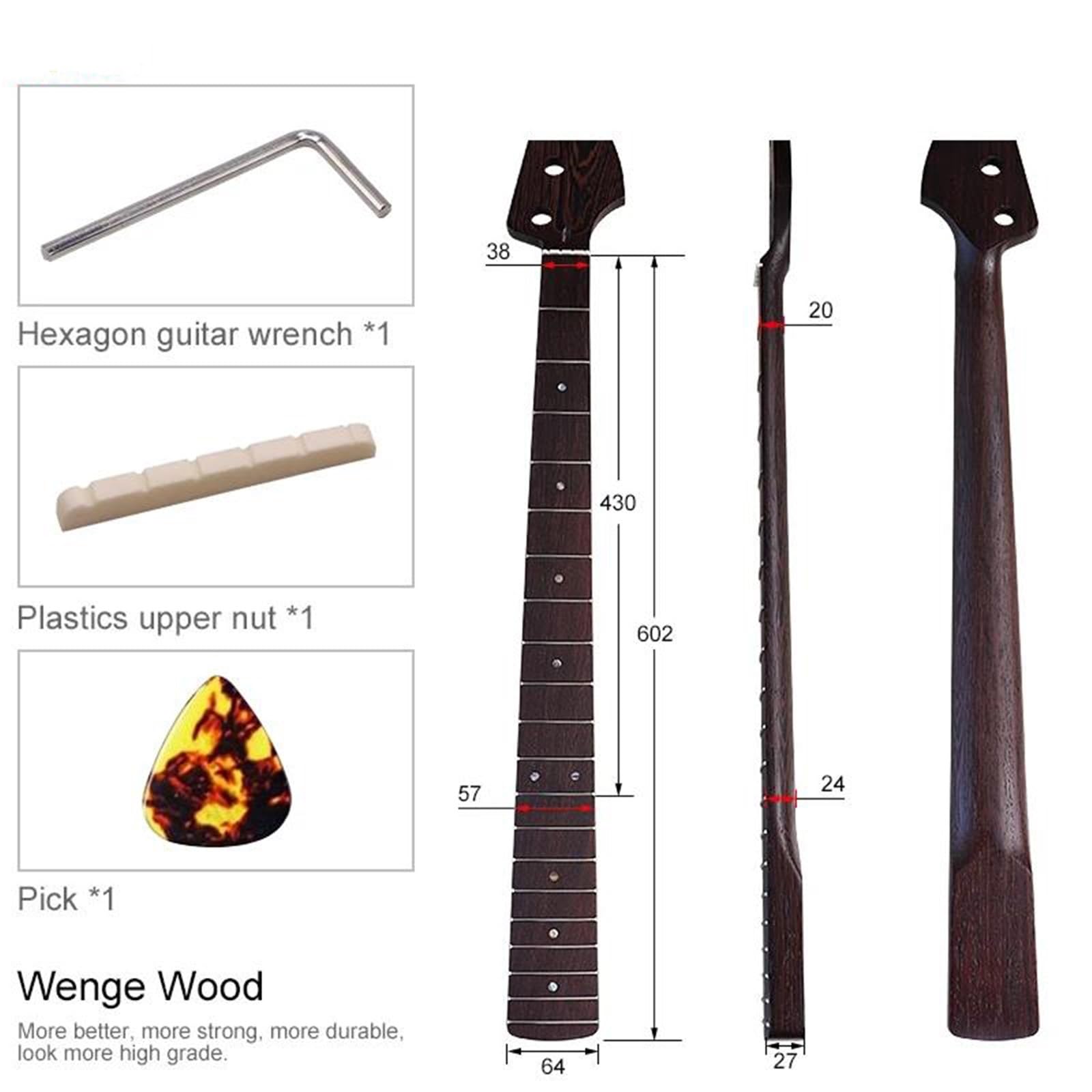 Gitara Basowa Elektryczna 4 Strunowa DIY Gryf Wenge 20 Progów Profesjonalna Wydajność