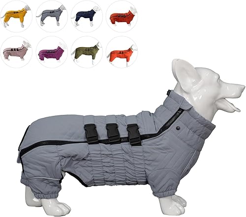 Miniatura 12 de Chaleco cálido de doble capa para perro, 4 patas cubiertas, resistente al viento, impermeable, reflectante para perros pequeños, medianos y grandes