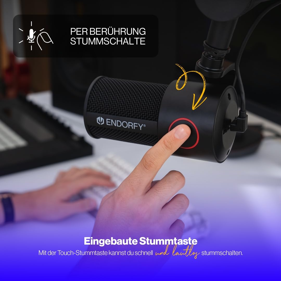 ENDORFY Solum Studio USB Kondensatormikrofon, Studioqualität 24 Bit/96 kHz, Verstellbarer Arm, Stummschaltung