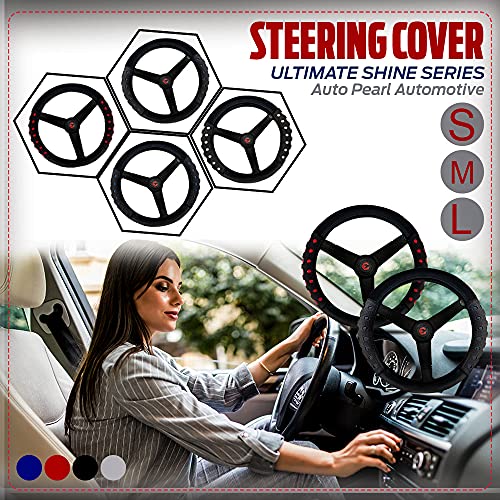 Image of Auto Pearl Ring Type Car Steering Wheel Cover, Ultimate Shine Black Red for Xcent 2018