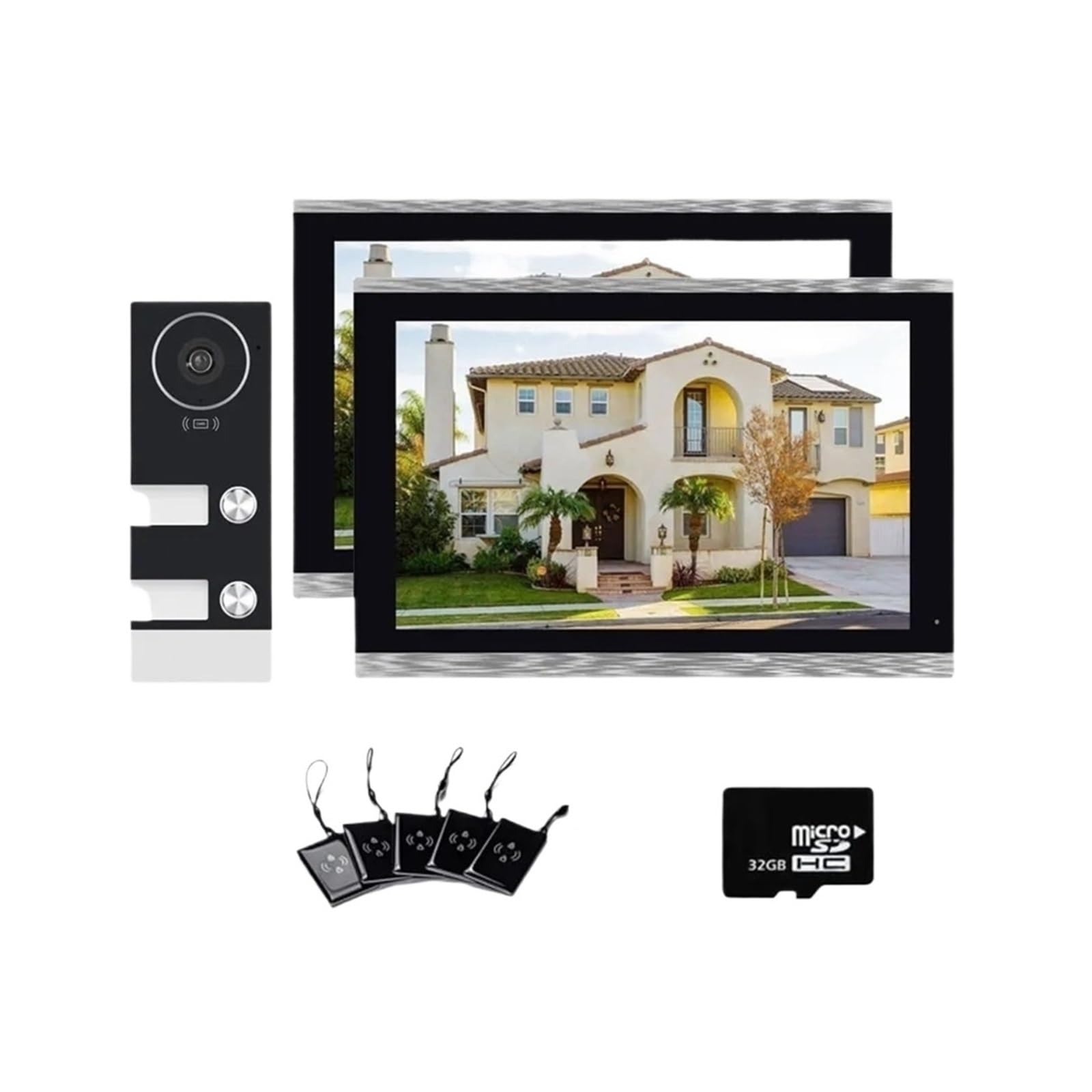 HVSYVVSRL TUYA WiFi Video Doorphone Doorbell Intercom 10 Inch Touchscreen Monitor APP Swipe Card Unlock For 3 Family Apartment 2 Cam Two Way Audio