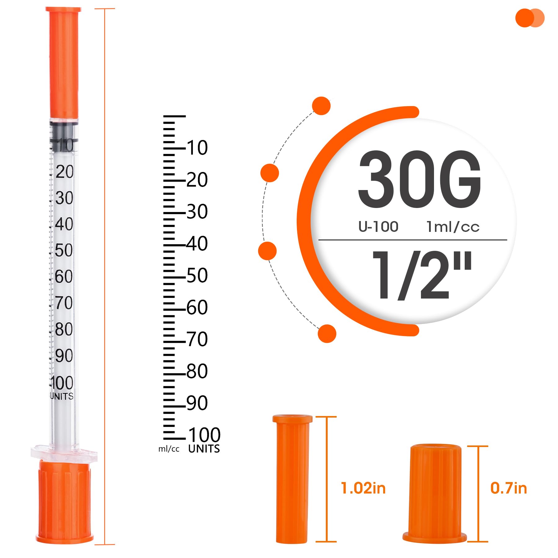 1ml Syringes, 30 Gauge 1/2 Inch (13mm), Pack of 50 — Amazon image 2